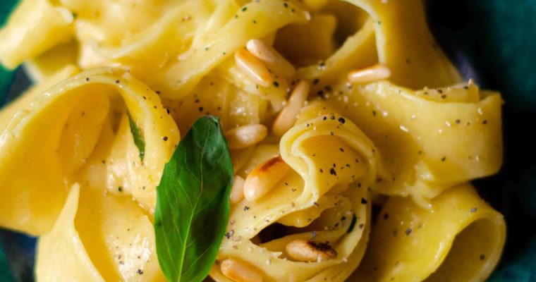 Homemade Vegan Pasta Noodles: Linguine, Pappardelle or Fettuccine.